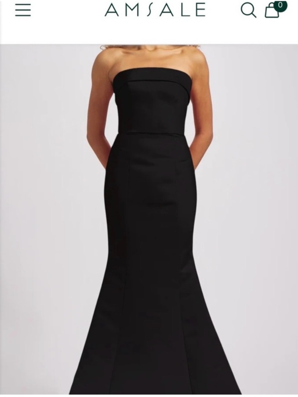 Amsale Strapless Black Mermaid Gown with Sleek Silhouette